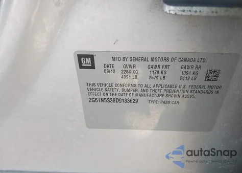 2013 Cadillac Xts Standard из США, поврежденный, VIN 2G61N5S38D9133629